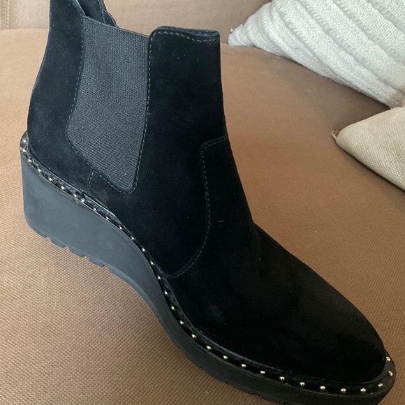 Black suede studded wedge boots - Picture 7 of 7